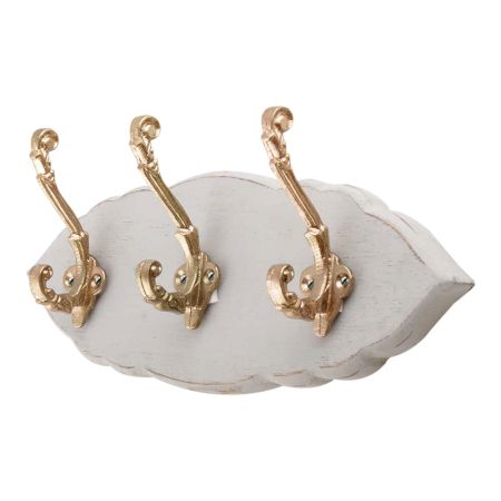 Grey Golden Small Wall Wooden Iron Hooks